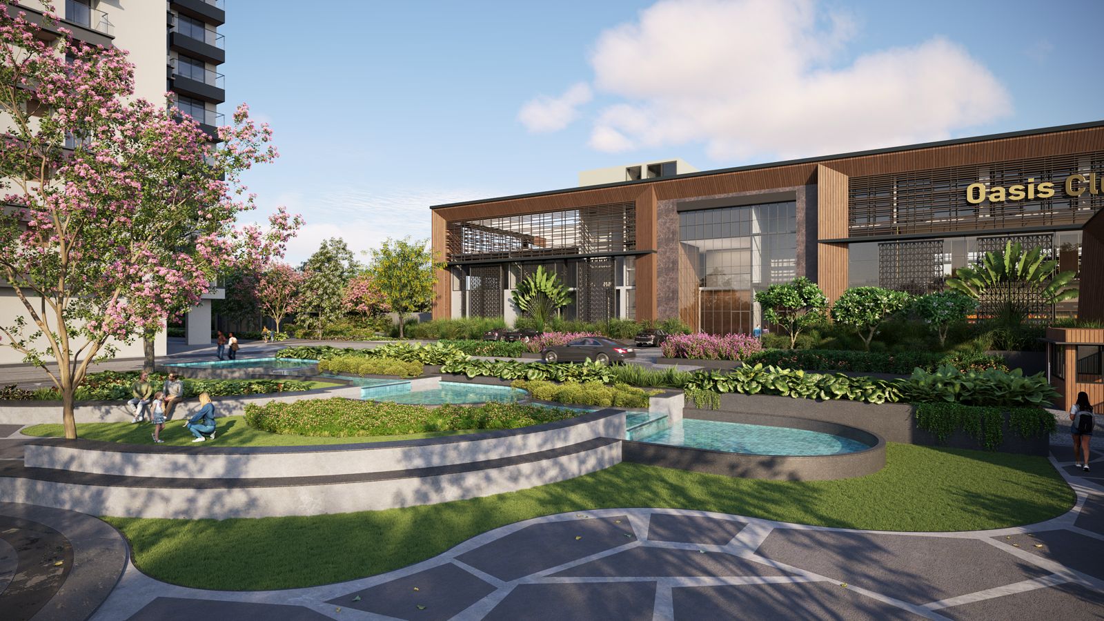 Clubhouse Courtyard — Community spaces surrounded by nature